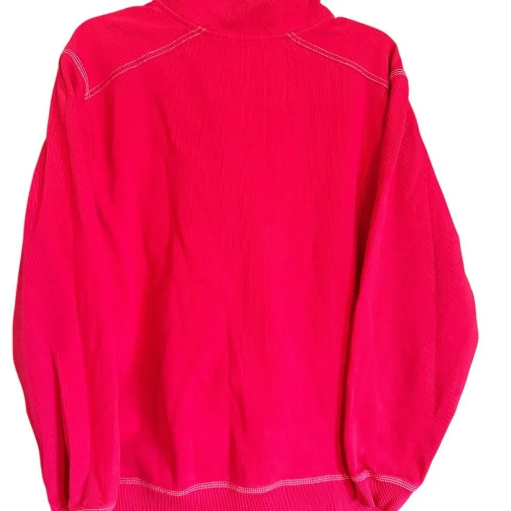 Tommy Bahama Men's 1/4 Zip Up Cotton Sweater in Vibrant Red Size Large